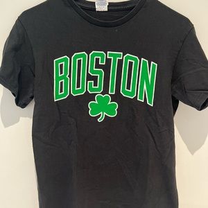Boston Black T-Shirt with Green Clover Logo